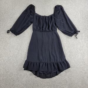 Speechless Blouson Dress Womens L Black Tiered Babydoll Ruffled Tie Backless